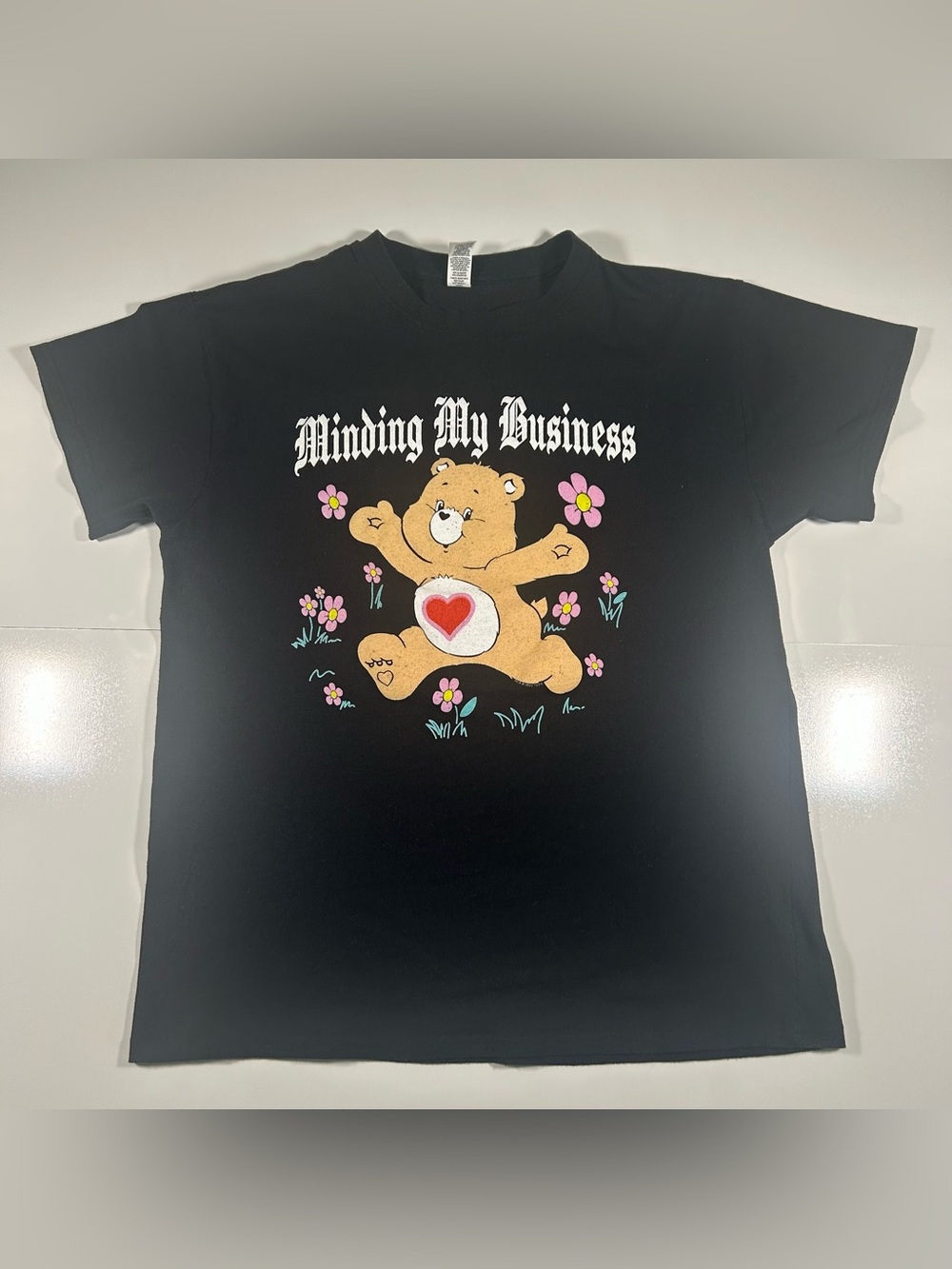 Care Bear Womens Black Tee “Minding My Business” Size L  Goth Whimsigoth Brisco